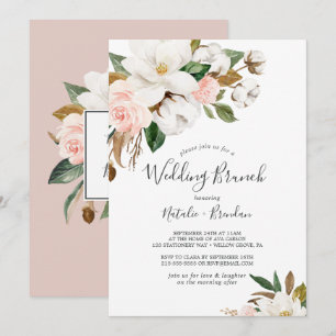 Elegant Magnolia   Weißer Hochzeitsbrunch Einladung