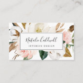 Elegant Magnolia | White and Blush Business Card Visitenkarte (Vorderseite)