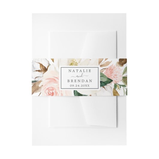 Elegant Magnolia | White and Blush Wedding Einladungsbanderole (Vorderseite Beispiel)