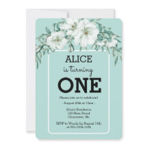 Elegant Magnolia White Pastel Green 1. Geburtstag