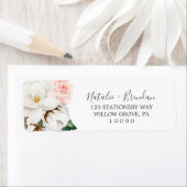 Elegant Magnolia | White Return Address Label (Insitu)