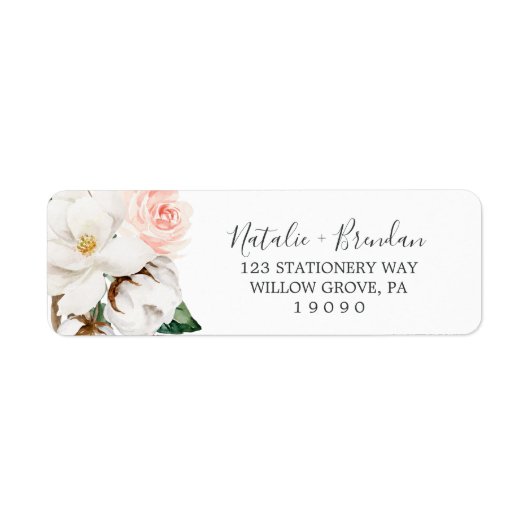 Elegant Magnolia | White Return Address Label (Vorne)