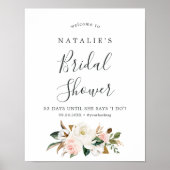Elegant Magnolia | Willkommen im Brautparty Blush Poster (Vorne)