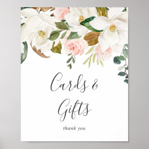 Elegant Magnolia Zeichen für weiße Karten und Ge Poster