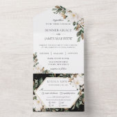 Elegant Magnolias Cotton Blumengrün Hochzeit All In One Einladung (Innen Boden)