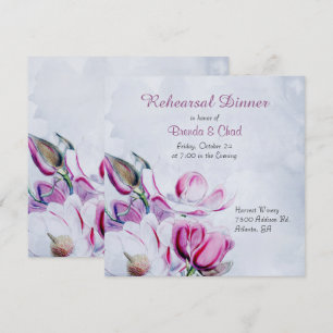 Elegant Magnolias Hochzeit Probe Einladung