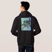 Elegant Magpie Bird and Bonsai Tree Japanese Hoodie (Schwarz voll)