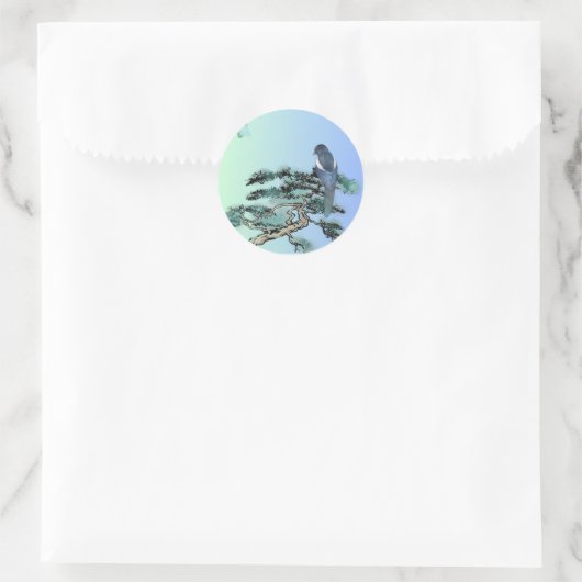Elegant Magpie Bird Bonsai Aesthetic Sticker (Tasche)