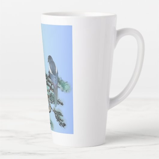 Elegant Magpie Bird Bonsai Latte Coffee Mug Milchtasse (Rechts)