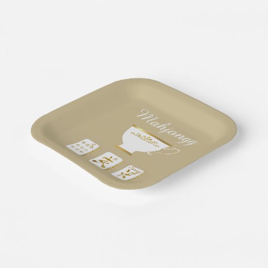 Elegant Mahjong Party Paper Plate Pappteller (Gewinkelt)