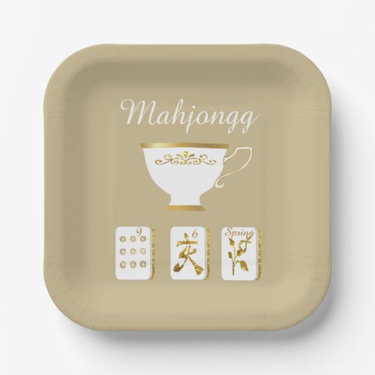 Elegant Mahjong Party Paper Plate Pappteller (Vorderseite)