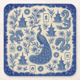 Elegant Mahjong Toile Paper Coaster Set Rechteckiger Pappuntersetzer