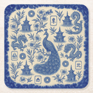 Elegant Mahjong Toile Paper Coaster Set Rechteckiger Pappuntersetzer