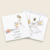 Elegant Maid of Honor Proposal Floral Sketch Einladung