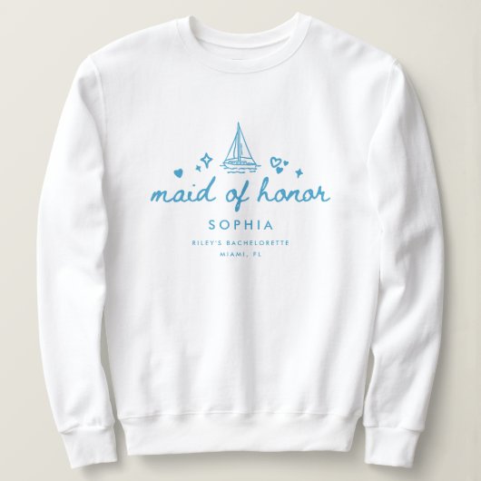 Elegant Maid of Honor Script Bachelorette Wedding Sweatshirt (Design vorne)