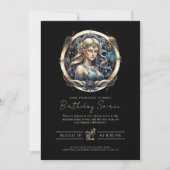 Elegant Maiden Star Symbol Classic Blue Gold Virgo Einladung (Vorderseite)