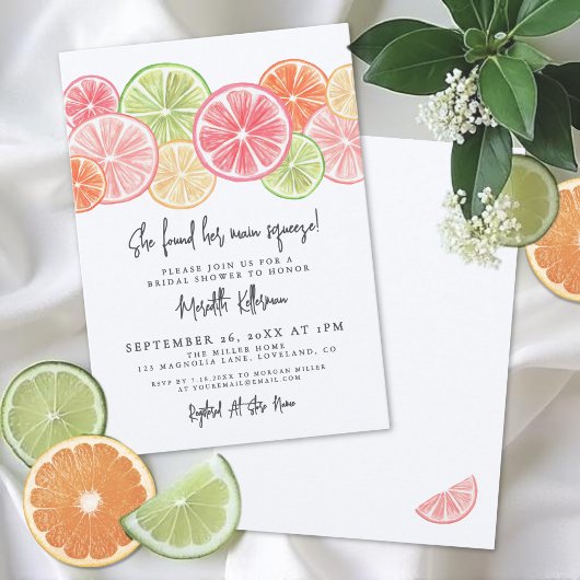Elegant Main Squeeze Citrus Bridal Shower Einladung