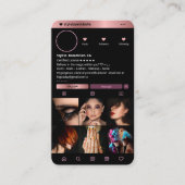 Elegant Makeup Artist Instagram Black RoseGold Visitenkarte (Vorderseite)
