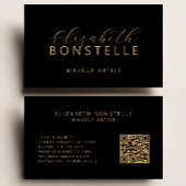 Elegant Makeup Artist QR Code Black Gold Visitenkarte
