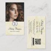 Elegant Makeup Photo Logo QR Code Social Icon  Visitenkarte (Vorne/Hinten)