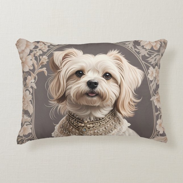 Elegant Maltese Dog William Morris Inspiriert Dekokissen (Vorderseite)