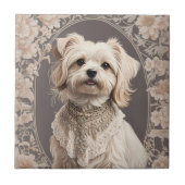 Elegant Maltese Dog William Morris Inspiriert Fliese (Vorderseite)