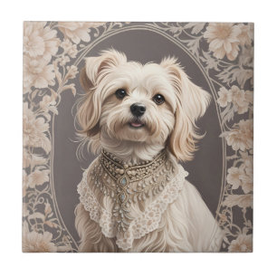 Elegant Maltese Dog William Morris Inspiriert Fliese