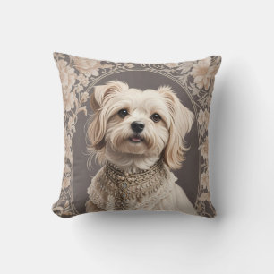 Elegant Maltese Dog William Morris Inspiriert Kissen