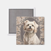 Elegant Maltese Dog William Morris Inspiriert Magnet (Vorderseite/Rückseite)