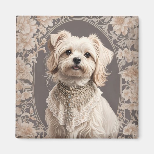 Elegant Maltese Dog William Morris Inspiriert Magnet (Vorne)