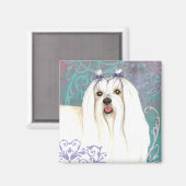 Elegant Maltese Magnet (Vorderseite/Rückseite)