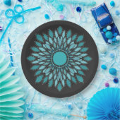 Elegant Mandala Aquamarin Lotus Blume Pappteller (Party)