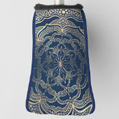 Elegant Mandala Art Boho Gold und Navy Blue Luxury Golf Headcover (Rotieren 90)