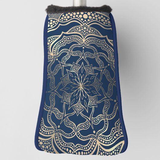 Elegant Mandala Art Boho Gold und Navy Blue Luxury Golf Headcover (Rotieren 90)