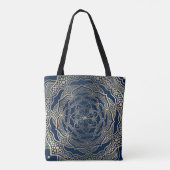 Elegant Mandala Art Boho Gold und Navy Blue Luxury Tasche (Rückseite)