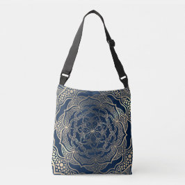 Elegant Mandala Art Boho Gold und Navy Blue Luxury Tragetaschen Mit Langen Trägern