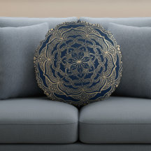 Elegant Mandala Art Boho Luxury Gold und Navy Blue