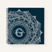 Elegant Mandala Art Monogram, Anfangsname Blau
