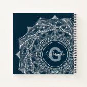 Elegant Mandala Art Monogram, Anfangsname Blau Notizblock (Rückseite)