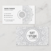 Elegant Mandala Art Studio White Creative Visitenkarte (Vorne/Hinten)