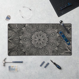 Elegant Mandala Blume Zen Mute Neutral Gray Schreibtischunterlage