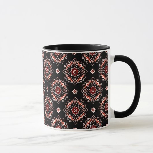 Elegant Mandala Boho Blumenmuster Tasse (Rechts)