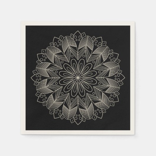 Elegant Mandala Boho Chic Indian Black Wedding Serviette (Vorderseite)