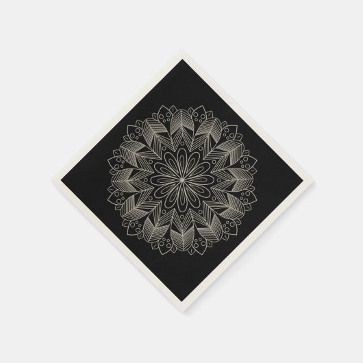 Elegant Mandala Boho Chic Indian Black Wedding Serviette (Ecke)