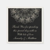 Elegant Mandala Boho Chic Indian Black Wedding Serviette (Vorderseite)