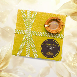 Elegant mandala diya rücku custom gold diwali runder aufkleber