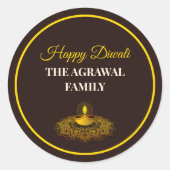 Elegant mandala diya rücku custom gold diwali runder aufkleber (Vorderseite)