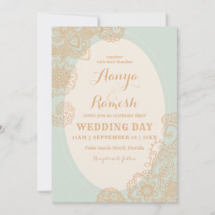 Elegant Mandala Dotted Circle Mehndi Wedding Einladung