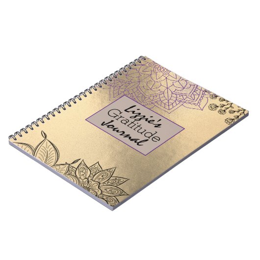 Elegant Mandala im Gold Dankesblatt Notizblock (Linke Seite)