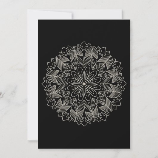 Elegant Mandala Indian Boho Black Save the Date Ankündigung (Rückseite)